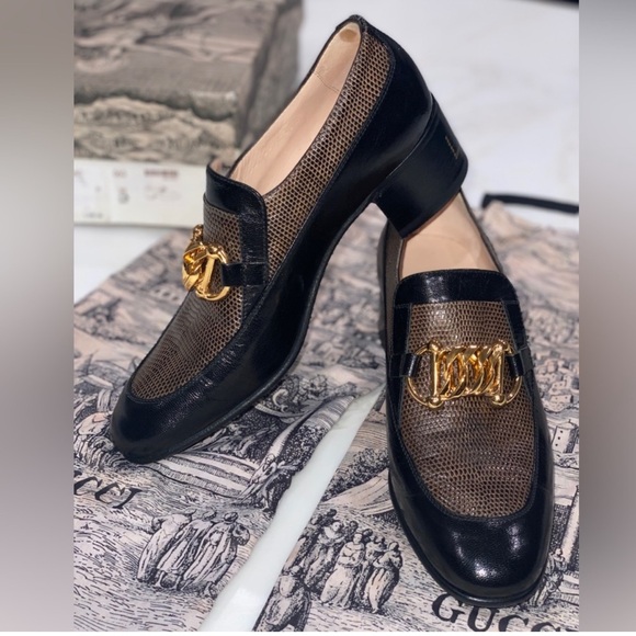 Gucci Ebal Horsebit Lizard-Embossed Leather Chain
Loafers Size 37 - Picture 4 of 5